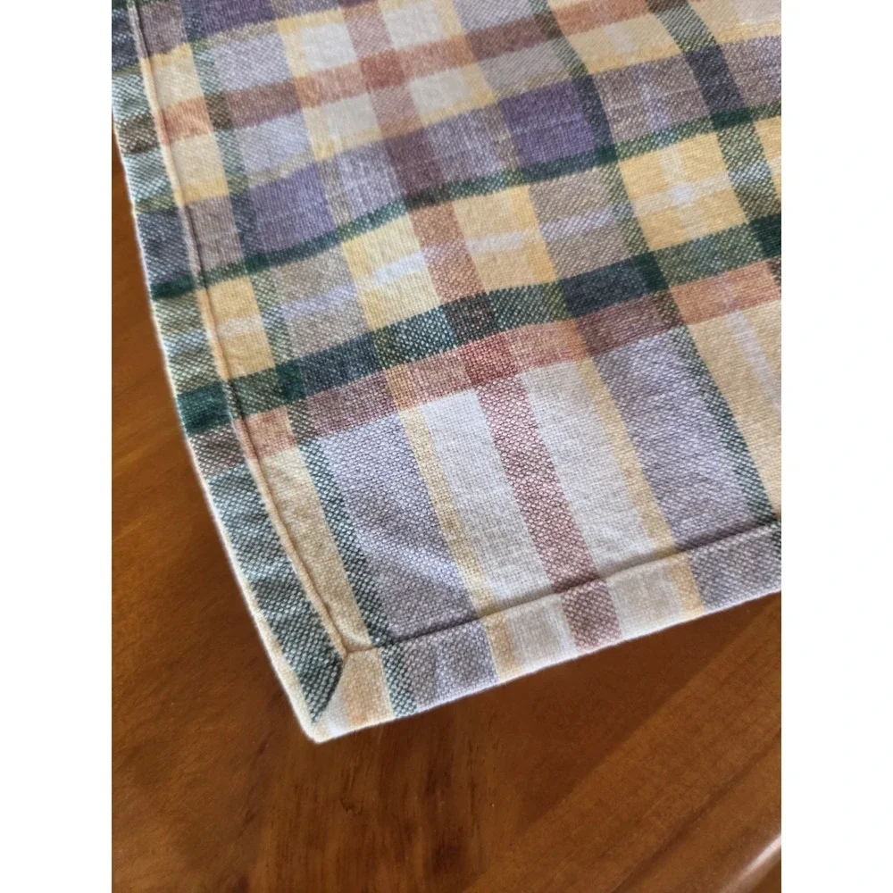 Yellow Checked Tablecloth 46x60 Fall Table Thick Cotton